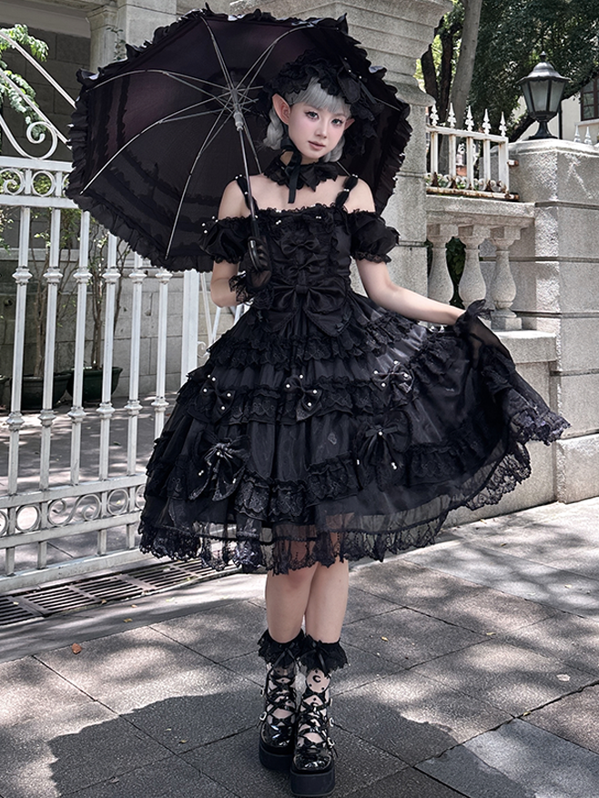 All Dress Accents Back Details Black Bead at Big Bow Lolita and Princess with