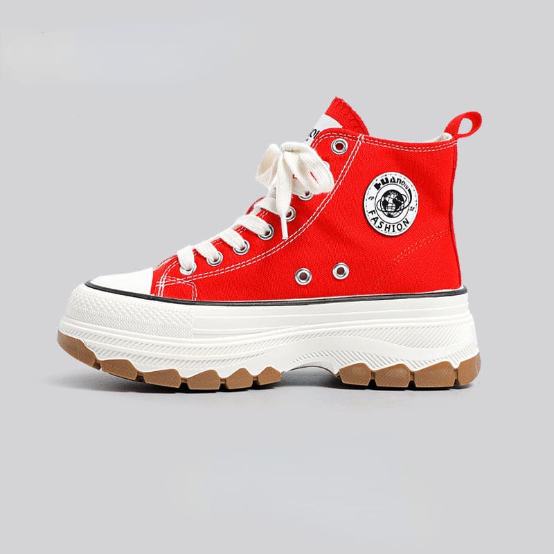7 Colors Fashionable Sneakers - Red high top style / 35