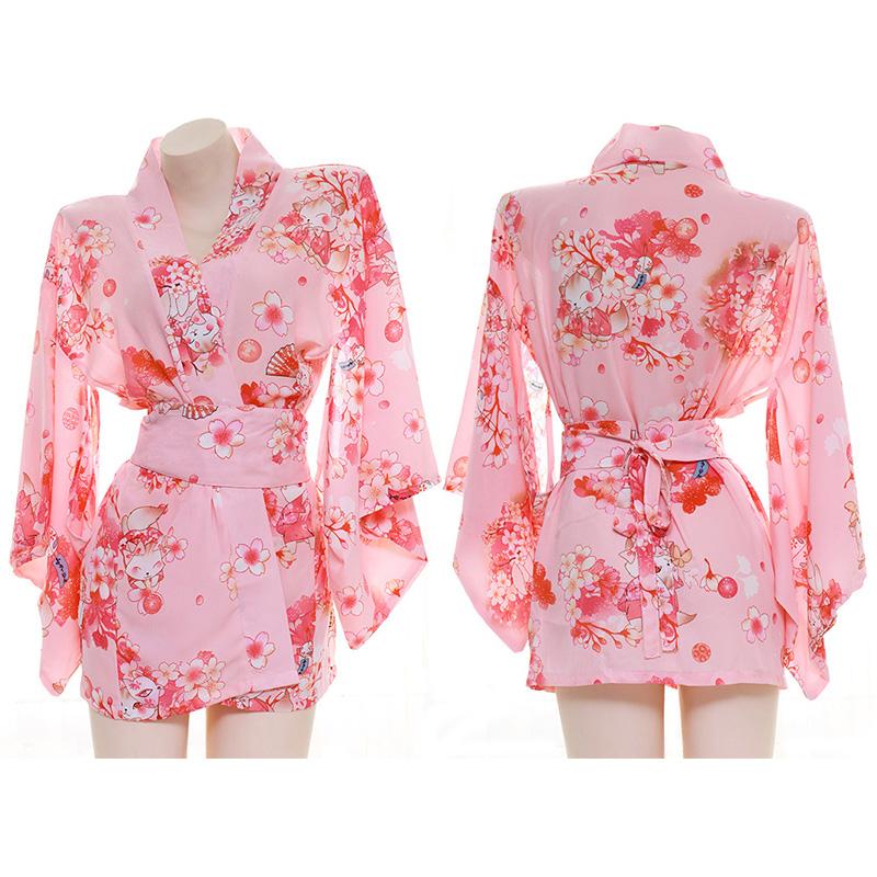 Sakura Floral Vintage Print Kimono Lingerie - Kimono