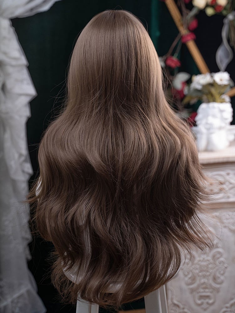 Bangs Length 71CM Air Brown Wig With Wavy