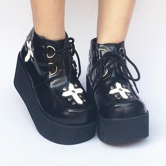 Shoes Made Platform Custom Black SP168085 Cross