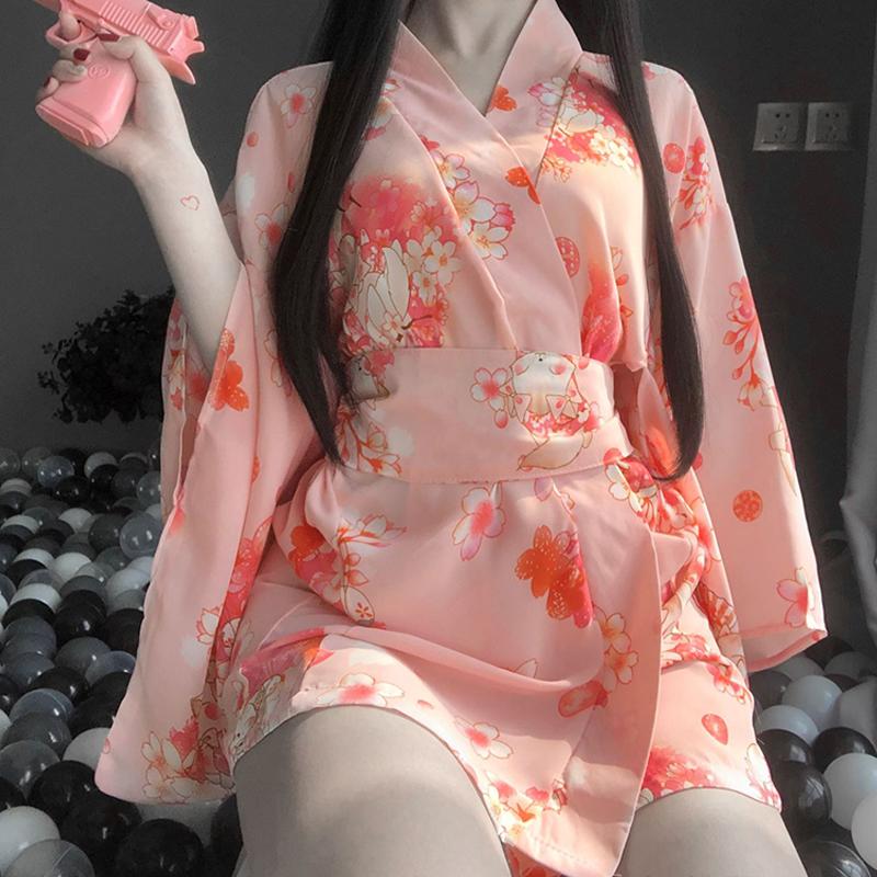 Sakura Floral Vintage Print Kimono Lingerie - Kimono