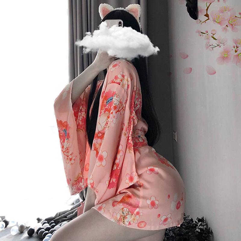 Sakura Floral Vintage Print Kimono Lingerie - Kimono