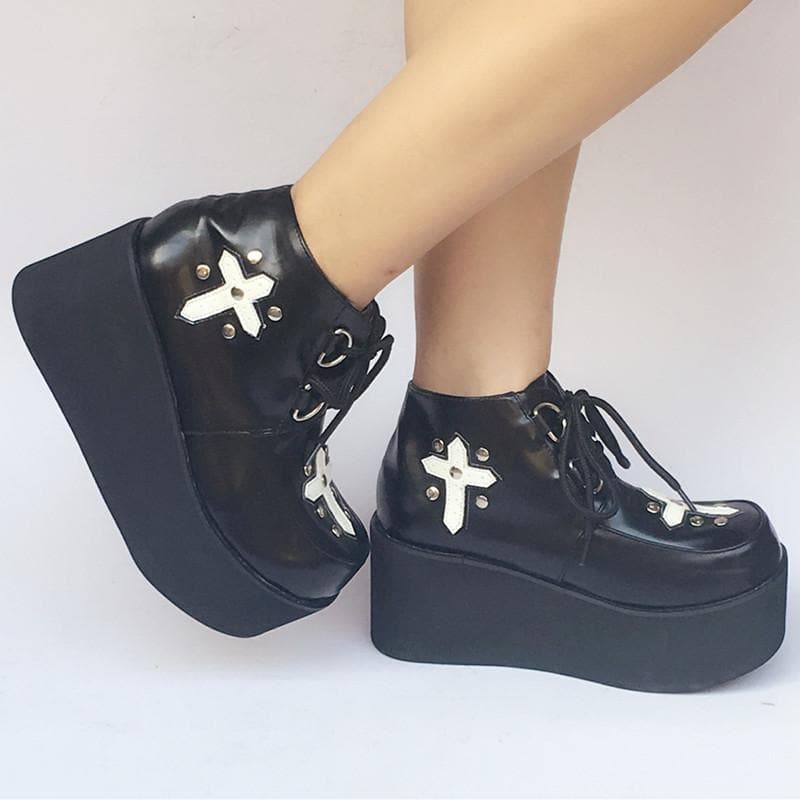 Shoes Made Platform Custom Black SP168085 Cross