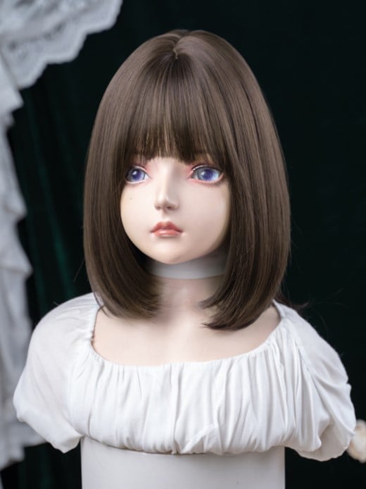 40CM Air Synthetic With Bangs Brown Dark Wig Length