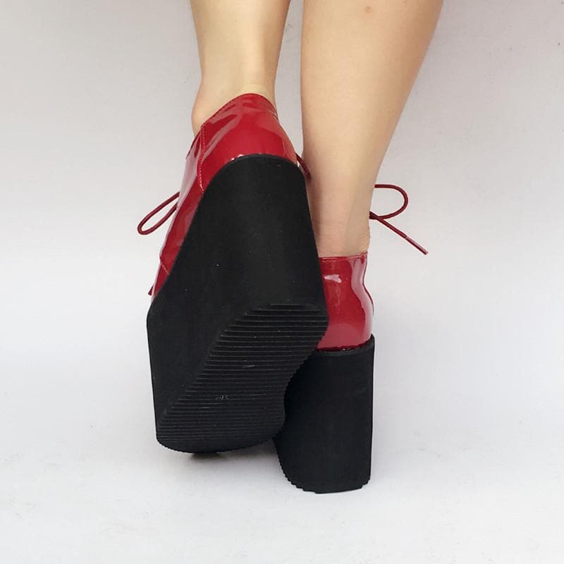Custom Made Red/Black SP168274 Shoes Cool PU Platform