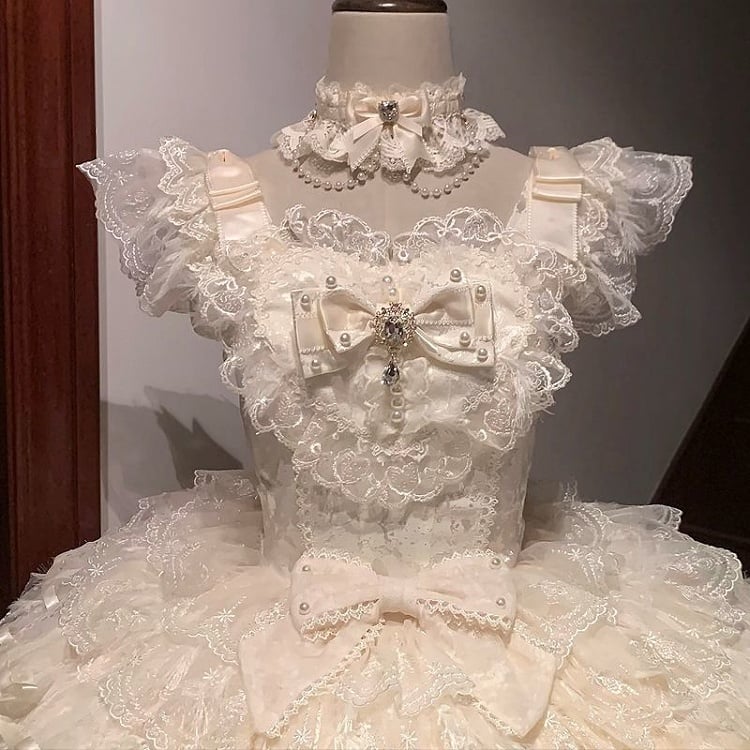 Lolita Skirt Apricot Dress Bodice Butterfly Tiered Hanayome Fabric Hime