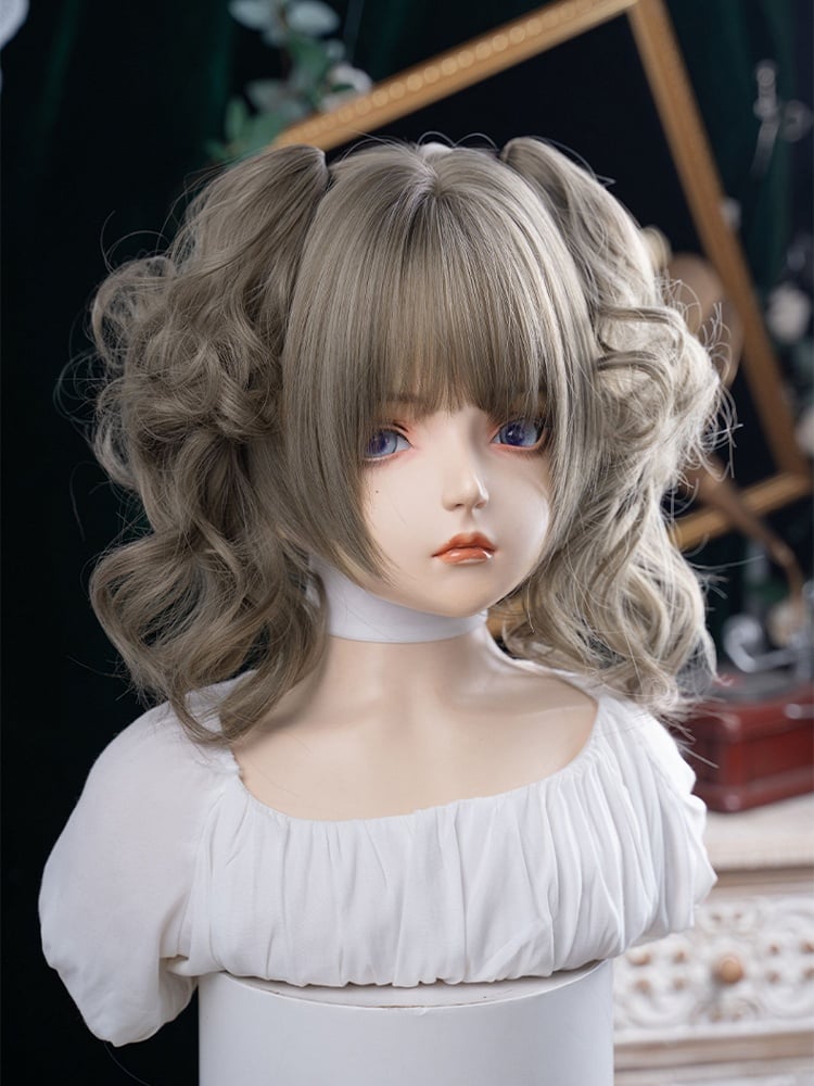 Clips Brown 30CM Double Synthetic Ponytail Length Claw Wig With Gray