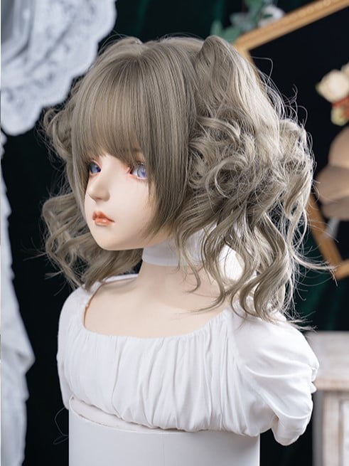 Clips Brown 30CM Double Synthetic Ponytail Length Claw Wig With Gray