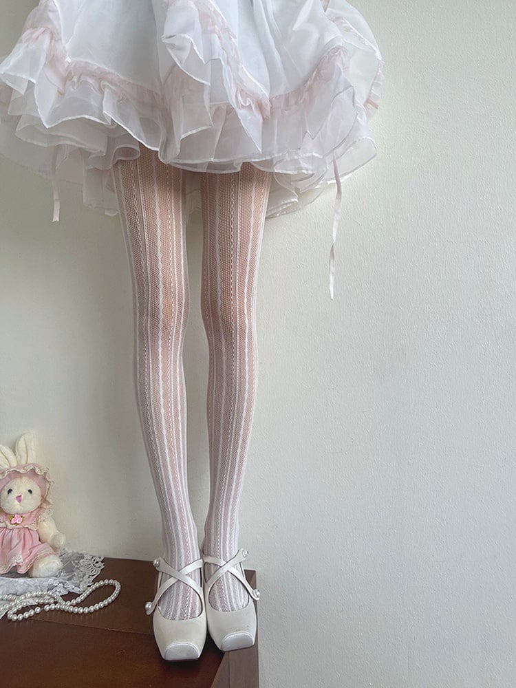 Hollow-out Y2K Tights White