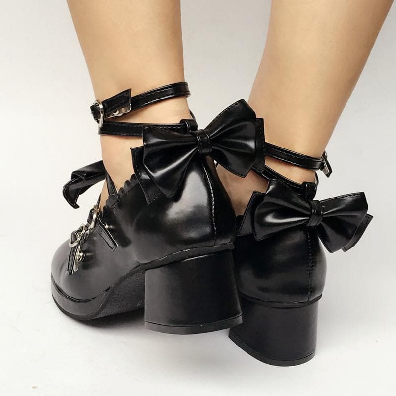 Lolita Made Black SP168083 Custom Shoes Cute Bow