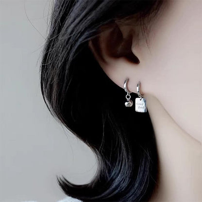 925 Sterling Silver Asymmetrical Huggie Drop Earring