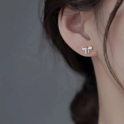 925 Sterling Silver Bowknot Stud Earring