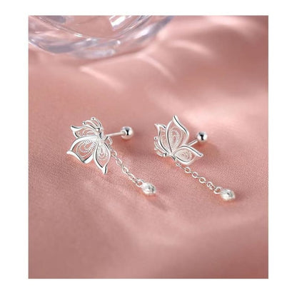 925 Sterling Silver Butterfly Drop Earring