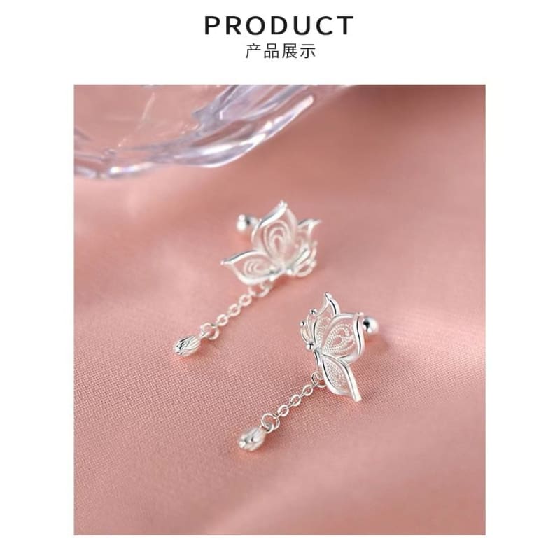 925 Sterling Silver Butterfly Drop Earring