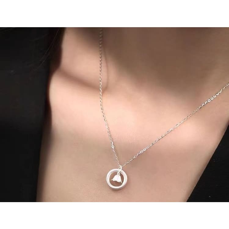 925 Sterling Silver Circle Pendant Necklace