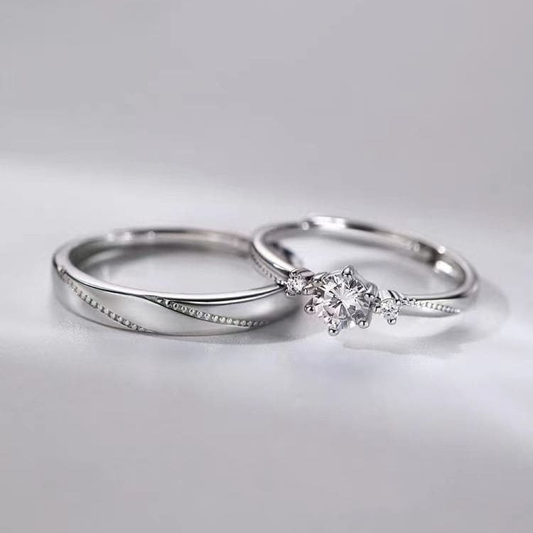 925 Sterling Silver Couple Matching Embossed Ring