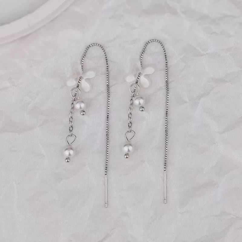 925 Sterling Silver Faux Pearl Drop Earring