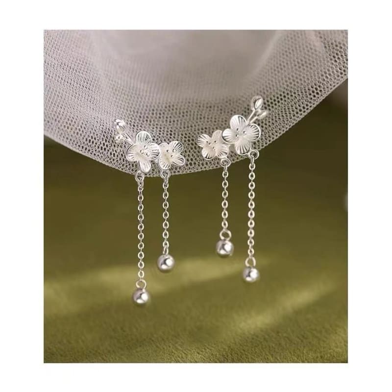 925 Sterling Silver Flower Drop Earring