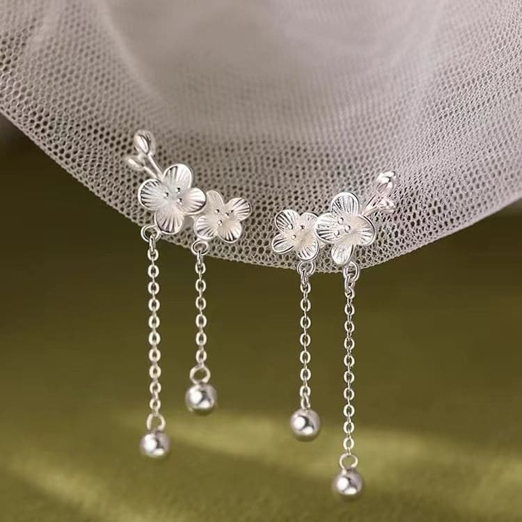 925 Sterling Silver Flower Drop Earring