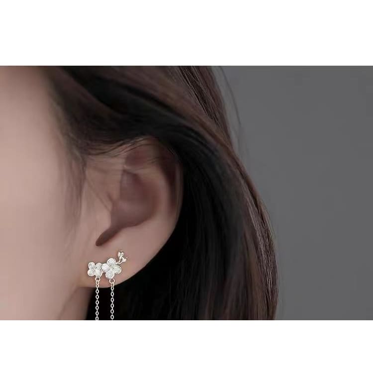 925 Sterling Silver Flower Drop Earring