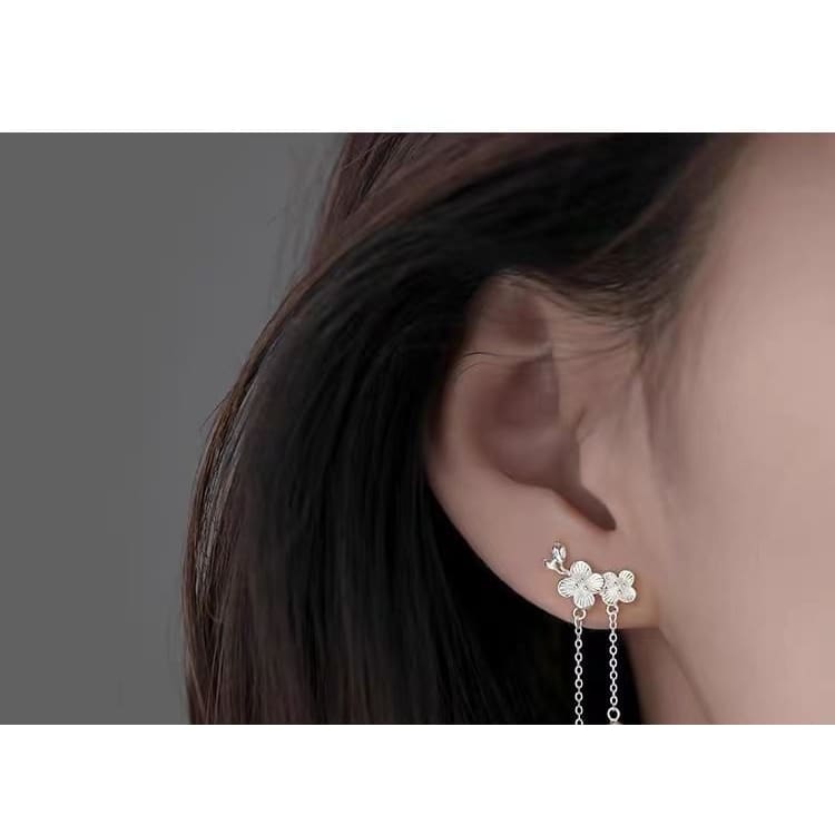 925 Sterling Silver Flower Drop Earring