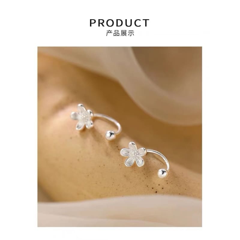 925 Sterling Silver Flower Ear Jacket