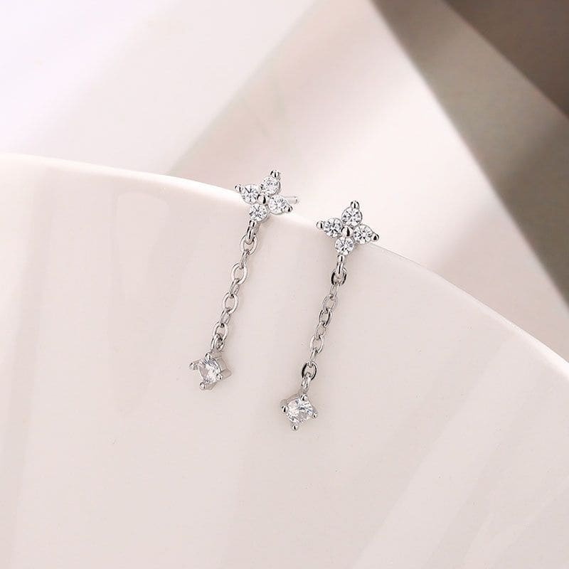 925 Sterling Silver Rhinestone Drop Earring