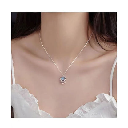 925 Sterling Silver Rhinestone Pendant Necklace