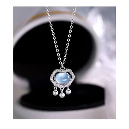 925 Sterling Silver Rhinestone Pendant Necklace