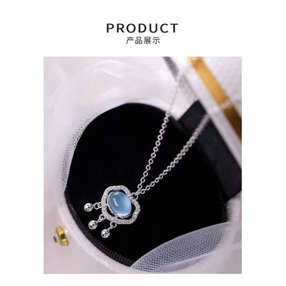 925 Sterling Silver Rhinestone Pendant Necklace