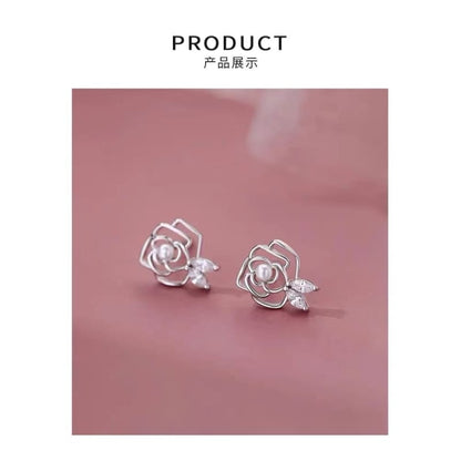 925 Sterling Silver Rose Stud Earring