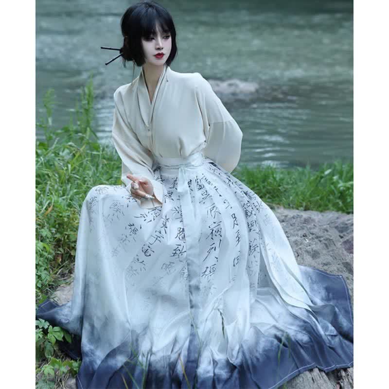 Vintage Long Sleeve Shirt Character Print Pleated Skirt