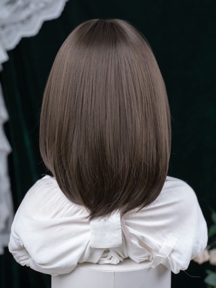 40CM Air Synthetic With Bangs Brown Dark Wig Length