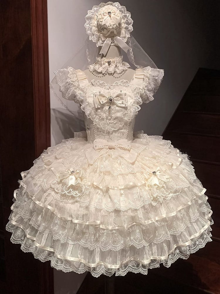 Lolita Skirt Apricot Dress Bodice Butterfly Tiered Hanayome Fabric Hime