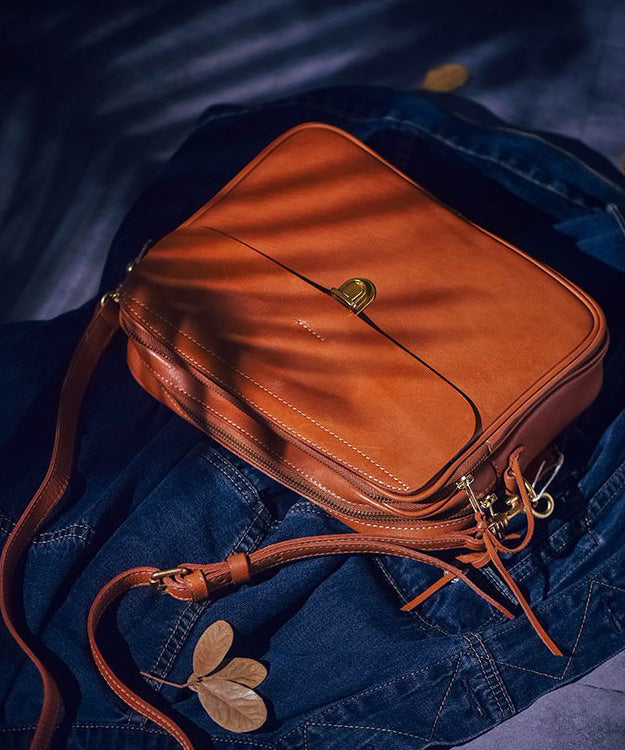 Cross-body Bag Versatile Art Orange Durable Leather