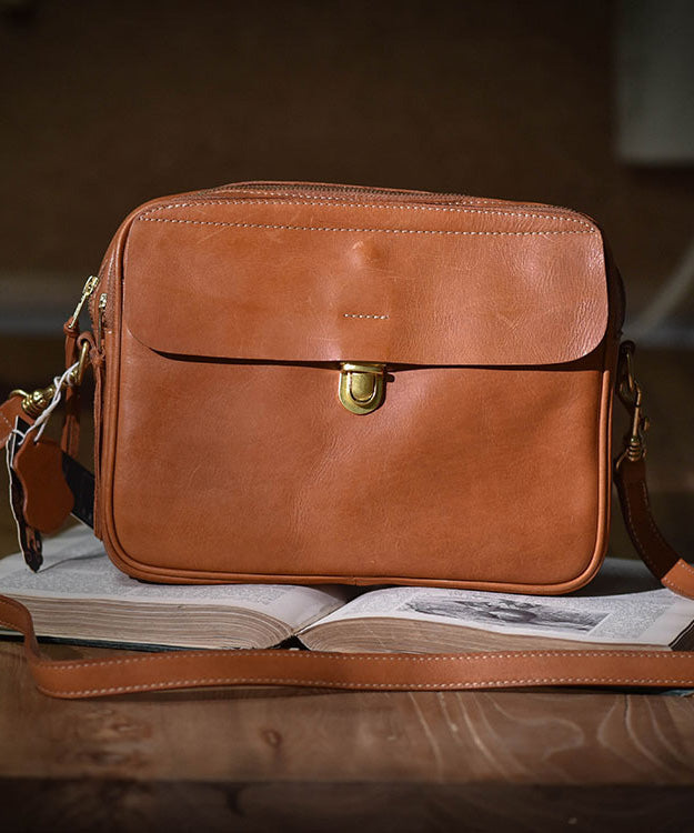 Cross-body Bag Versatile Art Orange Durable Leather