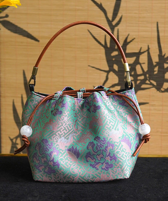 Silk Versatile Bucket Drawstring Print Bag Boho