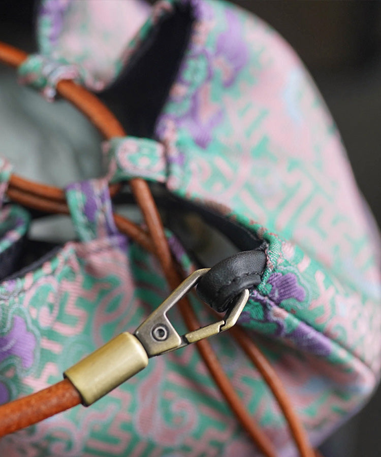 Silk Versatile Bucket Drawstring Print Bag Boho