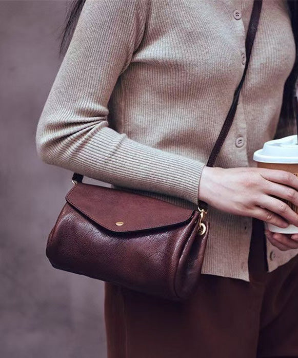 Khaki Cross-body Durable Botique Leather Bag Solid