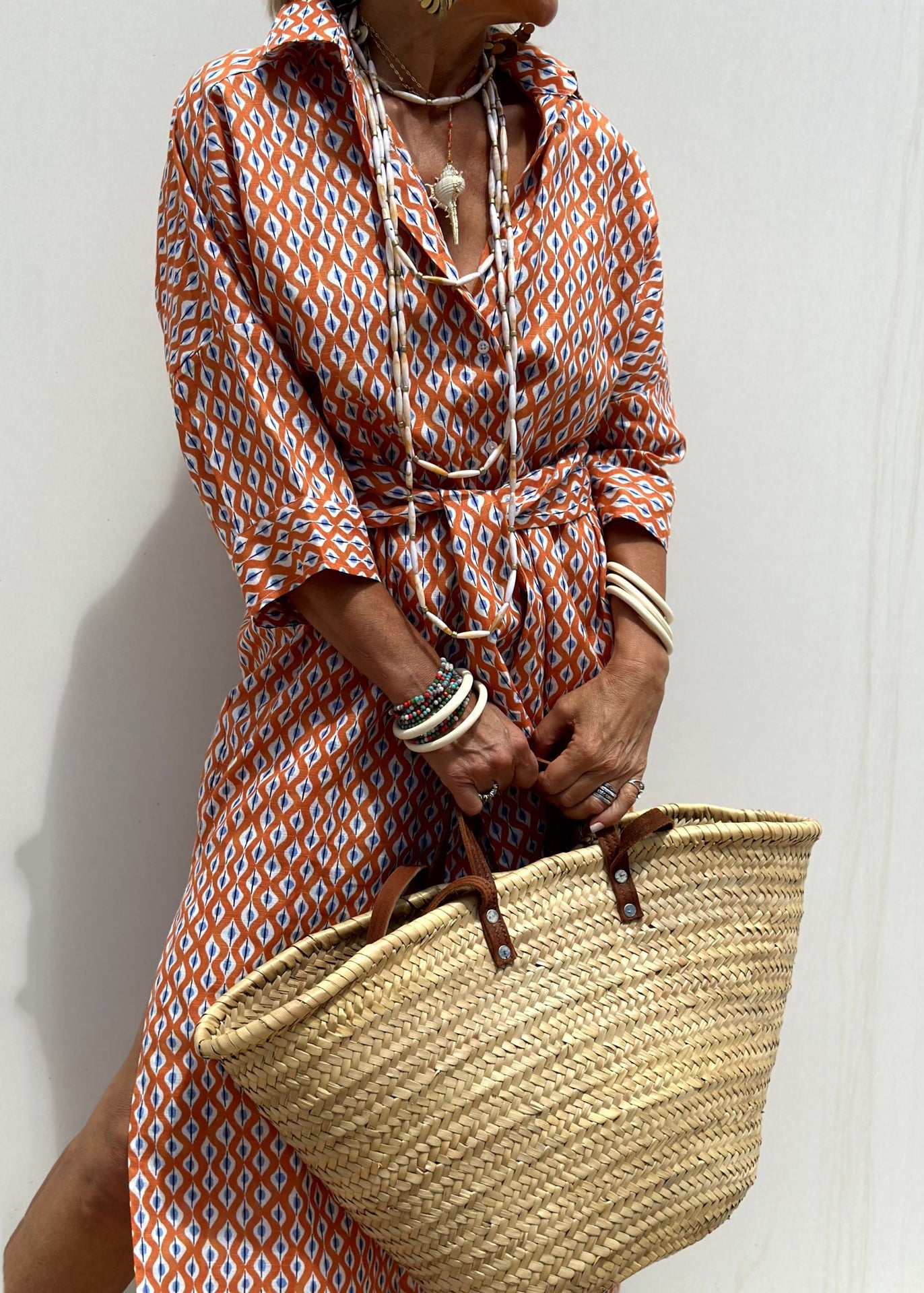 Long Blue Striped Open Patchwork Shirts Bracelet Dress Sleeve Side Casual