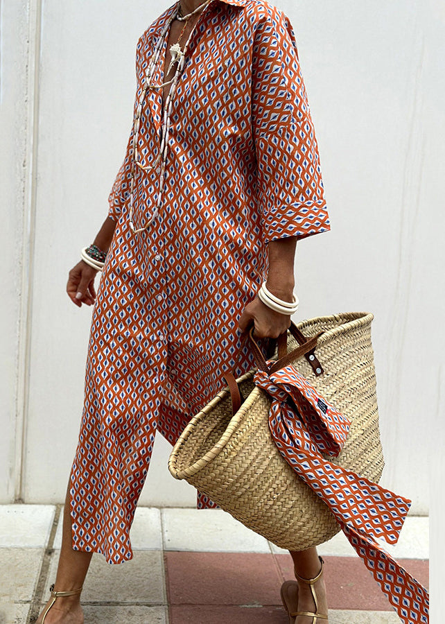 Long Blue Striped Open Patchwork Shirts Bracelet Dress Sleeve Side Casual