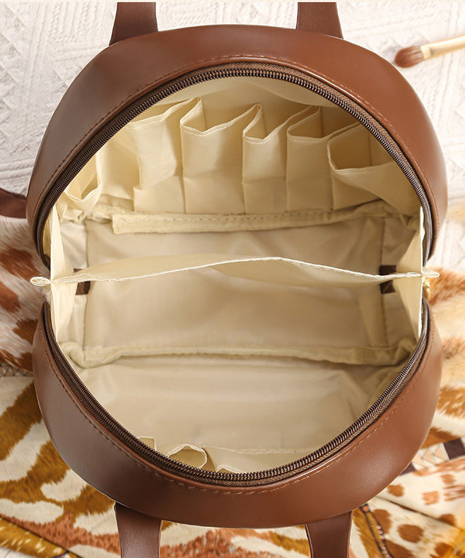 Brown Solid Handbag Tote Faux Leather Casual Durable