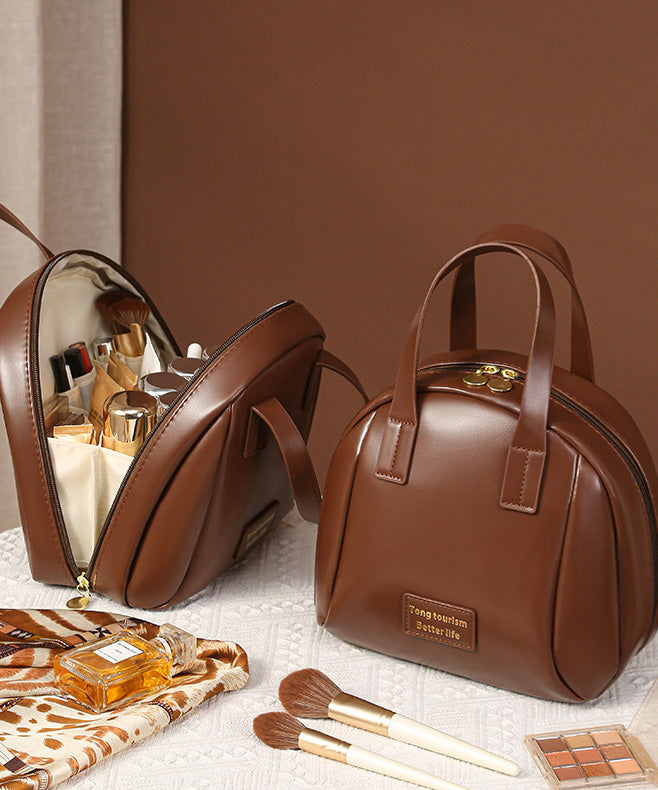 Brown Solid Handbag Tote Faux Leather Casual Durable