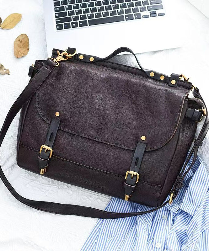 Large Casual Messenger Bag Leather Khaki CrossBody Capacity