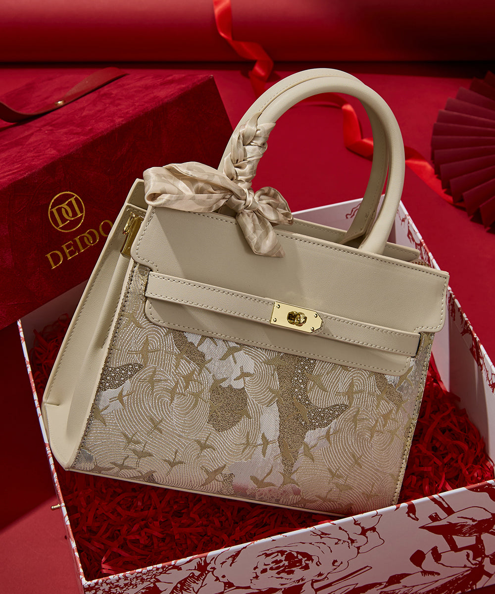 Faux Classy Beige Embroidered Micro Bag Leather