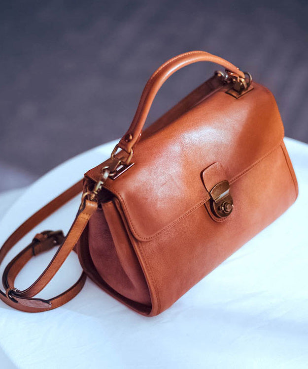 Solid Durable Messenger Versatile Classy Bag Orange Leather