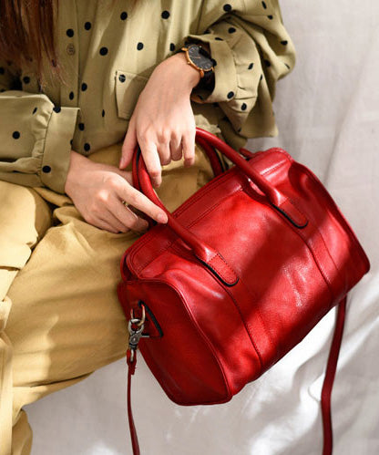 Red Handbag Tote Capacity Large Classy Leather