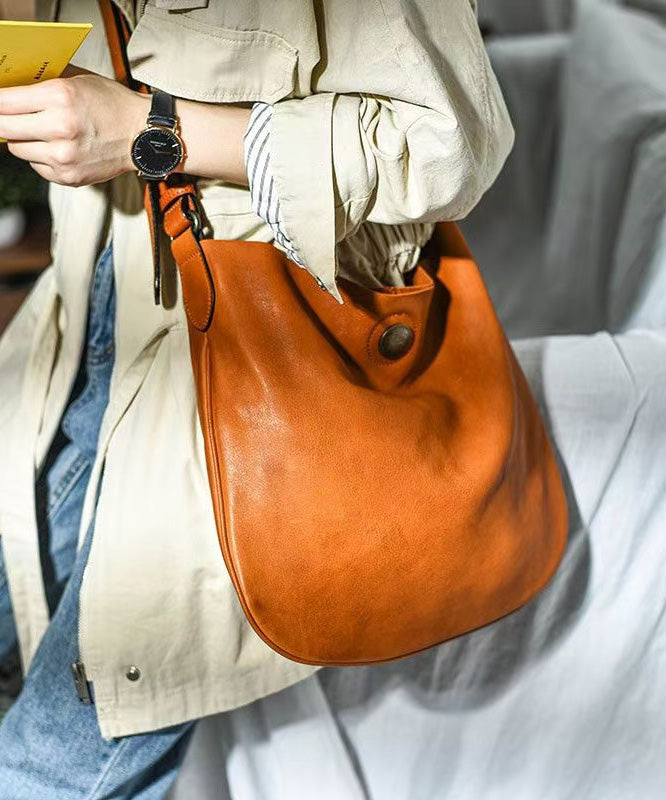 DIY Durable Orange CrossBody Messenger Leather Bag