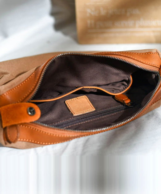 DIY Durable Orange CrossBody Messenger Leather Bag